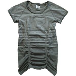 ATHLETA Fastest Track Tee Green Striped Size Medium